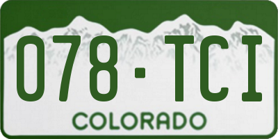 CO license plate 078TCI