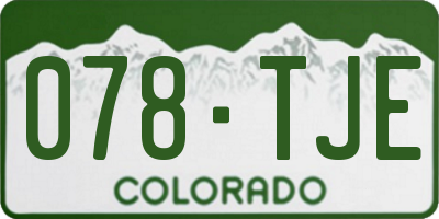 CO license plate 078TJE