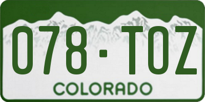 CO license plate 078TOZ
