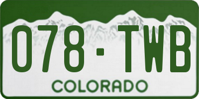 CO license plate 078TWB