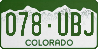 CO license plate 078UBJ