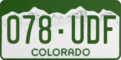 CO license plate 078UDF