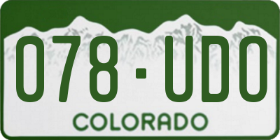 CO license plate 078UDO