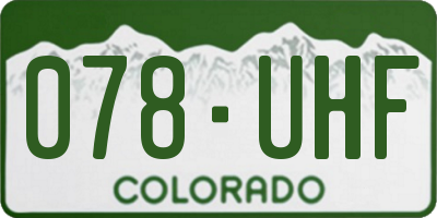 CO license plate 078UHF