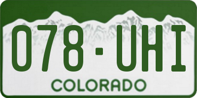 CO license plate 078UHI