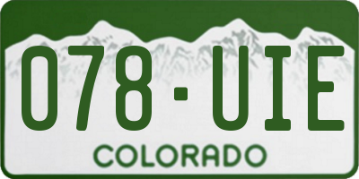 CO license plate 078UIE