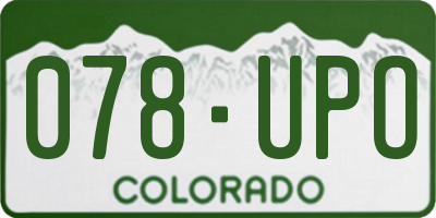CO license plate 078UPO