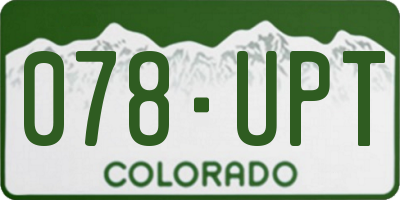 CO license plate 078UPT