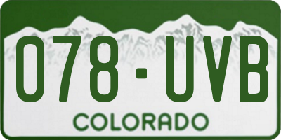 CO license plate 078UVB