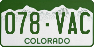 CO license plate 078VAC