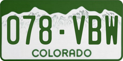 CO license plate 078VBW