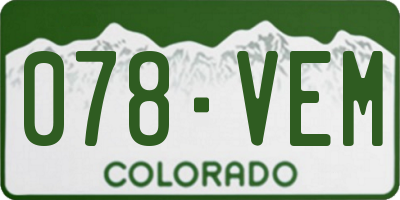 CO license plate 078VEM