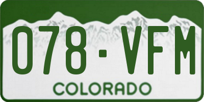 CO license plate 078VFM