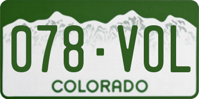 CO license plate 078VOL