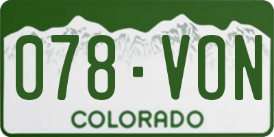 CO license plate 078VON