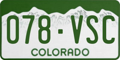 CO license plate 078VSC