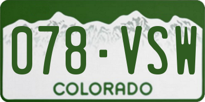 CO license plate 078VSW
