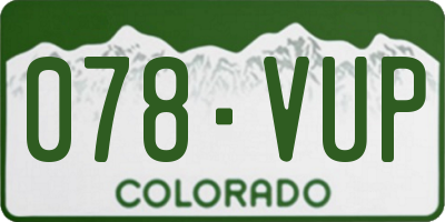 CO license plate 078VUP