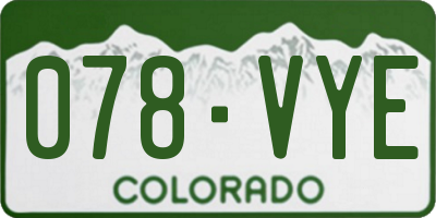 CO license plate 078VYE