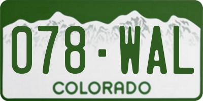 CO license plate 078WAL