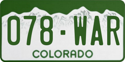 CO license plate 078WAR