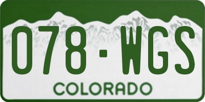 CO license plate 078WGS