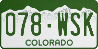 CO license plate 078WSK