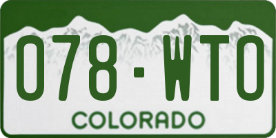 CO license plate 078WTO