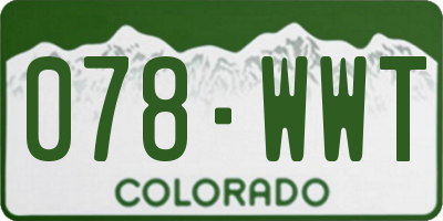 CO license plate 078WWT