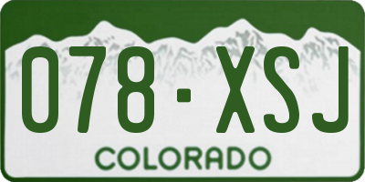 CO license plate 078XSJ