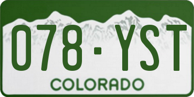 CO license plate 078YST