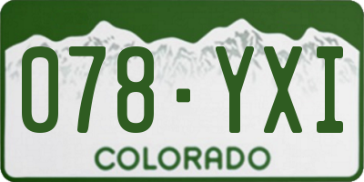 CO license plate 078YXI