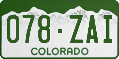 CO license plate 078ZAI