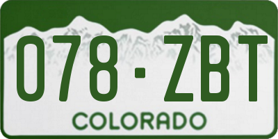 CO license plate 078ZBT