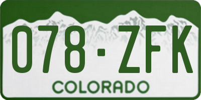 CO license plate 078ZFK