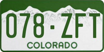 CO license plate 078ZFT