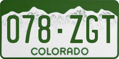 CO license plate 078ZGT