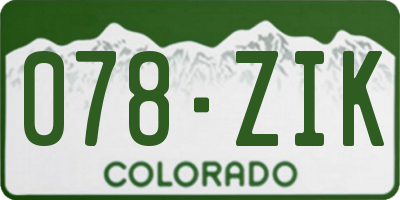 CO license plate 078ZIK