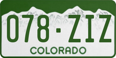 CO license plate 078ZIZ