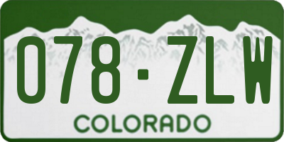 CO license plate 078ZLW