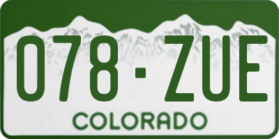 CO license plate 078ZUE