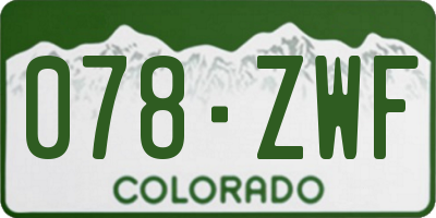 CO license plate 078ZWF