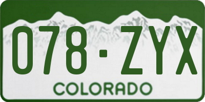 CO license plate 078ZYX