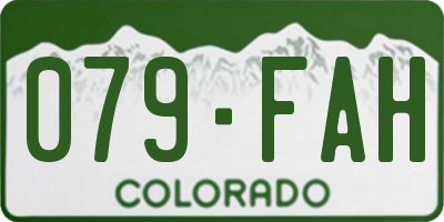 CO license plate 079FAH