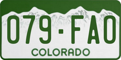 CO license plate 079FAO