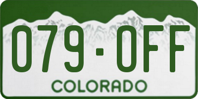 CO license plate 079OFF