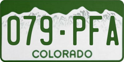 CO license plate 079PFA