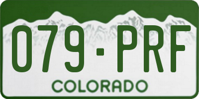 CO license plate 079PRF