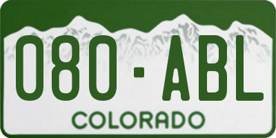 CO license plate 080ABL