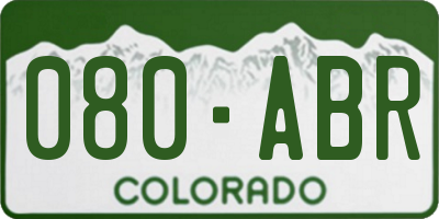 CO license plate 080ABR